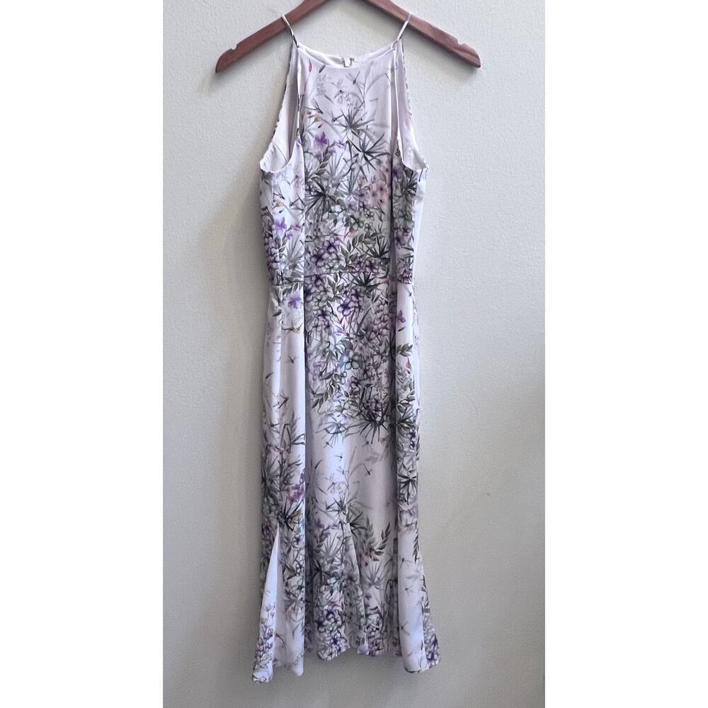 Antonio Melani Aubree Floral Print Halter in Ivory‎ Jungle Flower Midi Dress 0